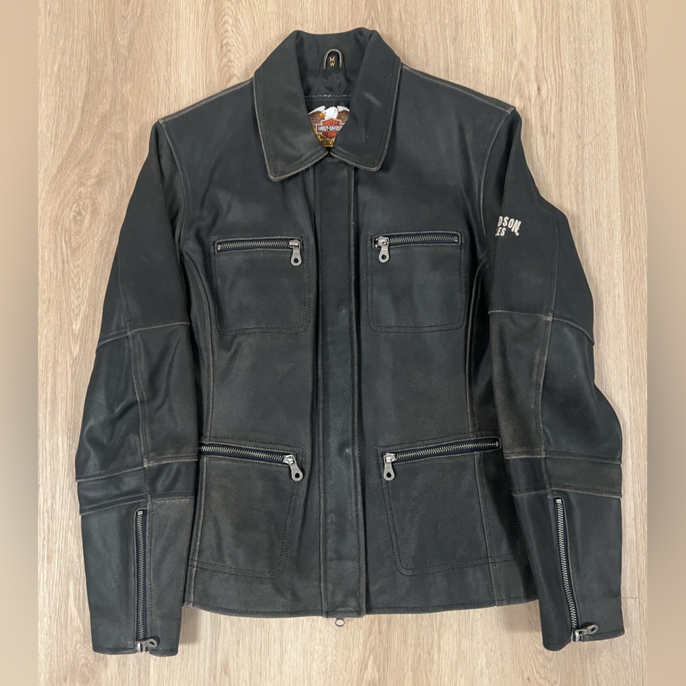 Harley-Davidson Black Leather Military Jacket
